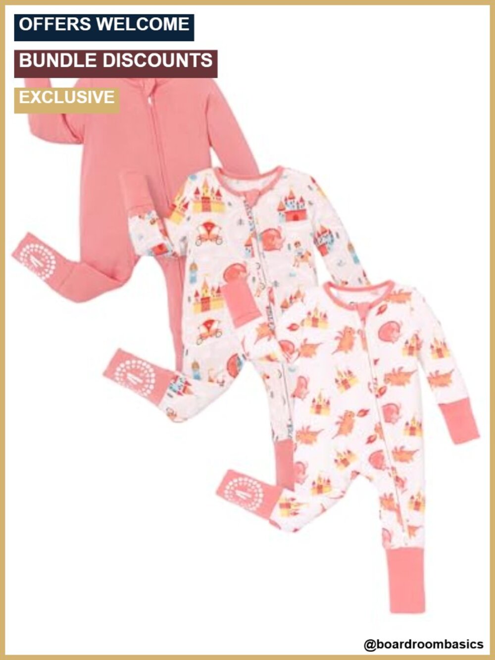 Bamboo Viscose Footies 3-Pack Baby Boys Girls NB-2T Footed Rompers